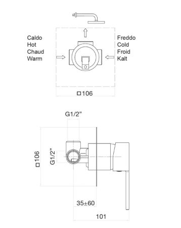 Смеситель для душа Fiore KATANA 77CR7515, хром, артикул 77CR7515