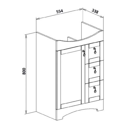 Тумба Runo Мерида 60 под умывальник УТ000002241 (Carina 60) (00-00000823), артикул 00-00000823
