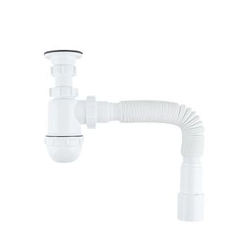 Сифон бутылочный IDDIS Optima Home 1.1/4x40мм, с выпуском и гофротрубой 40/50мм (900BVG0010VD)