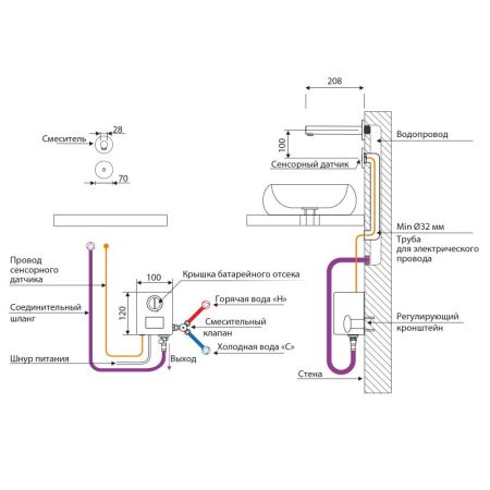 Смеситель для раковины встроенный, сенсорный Timo Saona белый матовый (2373/16SM), артикул 2373/16SM