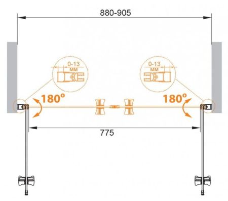 Душевая дверь в нишу CEZARES ECO-O-B-2, артикул ECO-O-B-2-80-P-Cr
