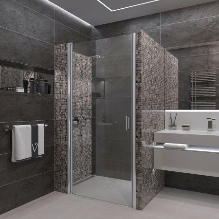 Душевая дверь Veconi Vianno VN-43, 700x1950, хром, стекло прозрачное, артикул VN43-70-01-C5