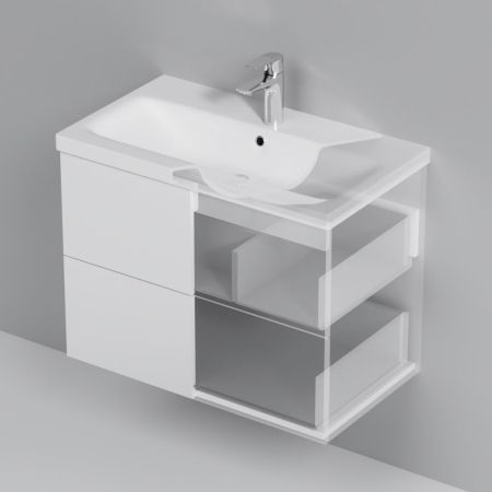 M90FHX07522WG GEM, База под раковину, подвесная, 75 см, 2 ящика push-to-open, цвет: белый, глянец, артикул M90FHX07522WG