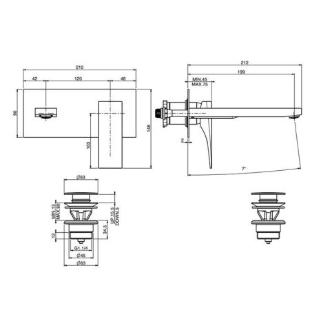 Fima Carlo Frattini Zeta Cмеситель для раковины, встраиваемый, излив: 20см., цвет: чёрный матовый, артикул F3971WLX5NS