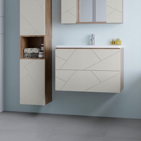 Тумба под раковину подвесная Бриклаер КРИСТАЛЛ латте, 80 см, артикул 4627125416941