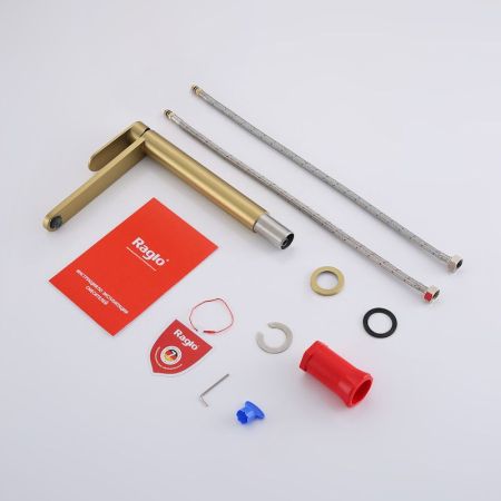 Смеситель для раковины высокий Raglo R10.15.03, золотой сатин