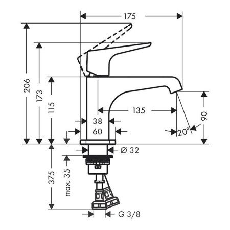 AX Citterio E Смеситель для раковины 90