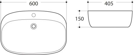 Раковина керамическая накладная AM-78375, цвет белый, 600х405х150, артикул AM-78375