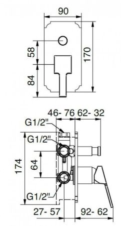 Встраиваемый смеситель для душа CEZARES LEGEND-VDIM, артикул LEGEND-VDIM-03/24