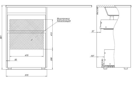 Тумба под раковину Aquanet Токио 58 дуб веллингтон (напольная 2 ящика)