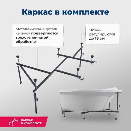 Акриловая ванна Aquanet Jamaica 160x100 R (с каркасом), артикул 00205503