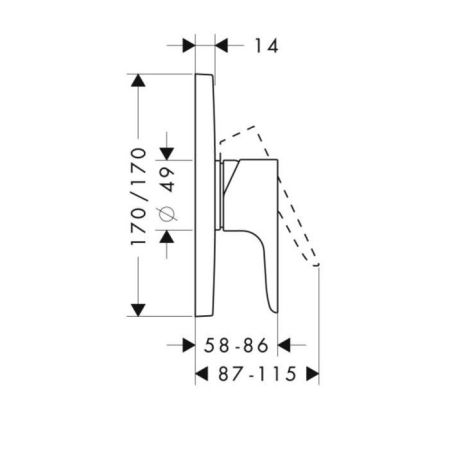 AX Citterio M Встраиваемый смеситель для душа, однорычажный (внешняя часть), цвет: хром, артикул 34625000