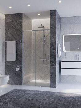 PLANE-BF-1-120-C-GM Душевая дверь, отделка Оружейная сталь