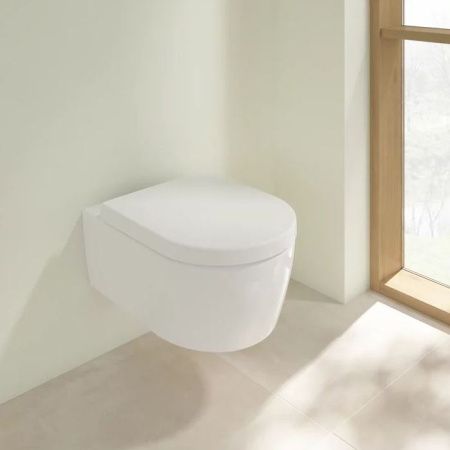Унитаз, Villeroy&Boch, Avento, безободковый (с открытым смывным краем), тип установки-подвесной, ширина, мм-370, глубина, мм-530, высота, мм-310, форма чаши-овальная, выпуск-горизонтальный, материал-керамика, сиденье-в комплекте, цвет-альпийский белый, с  Унитаз, Villeroy&Boch, Avento, безободковый (с открытым смывным краем), тип установки-подвесной, ширина, мм-370, глубина, мм-530, высота, мм-310, форма чаши-овальная, выпуск-горизонтальный, материал-керамика, сиденье-в комплекте, цвет-альпийский белый, с
