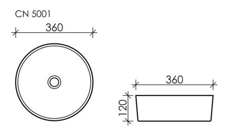 Умывальник чаша накладная круглая Element 360*360*120мм CN5001 Умывальник чаша накладная круглая Element 360*360*120мм CN5001