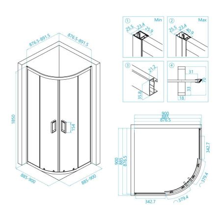 Душевой уголок RGW CL-54 (900x900, Прозрачное), артикул 32095499-11