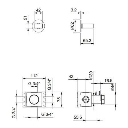 FANTINI VENEZIA Запорный вентиль, без ручки, внешняя часть, цвет хром, артикул 29 02 N291SB