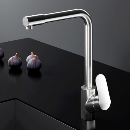 F8005711 Like, смеситель для кухни с каналом для питьевой воды, L-излив, сатин, шт., артикул F8005711