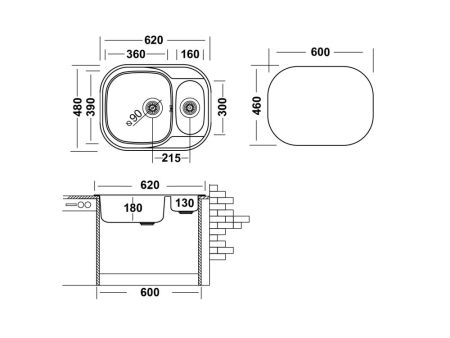 Кухонная мойка UKINOX Галант GAP620.480 15GT8K 1R, 48*62, артикул GAP620.480 15GT8K 1R