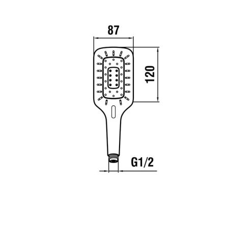 Ручной душ, Laufen, City, размер душевого диска, мм-87*120, форма-прямоугольная, количество режимов-3, тип струи-дождь, массаж, микс, материал-металл, цвет-хром, артикул HF939031100000