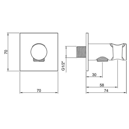 ALMAR Вывод из стены с держателем для душевой лейки, цвет черный глянцевый PVD, артикул E095039.DB