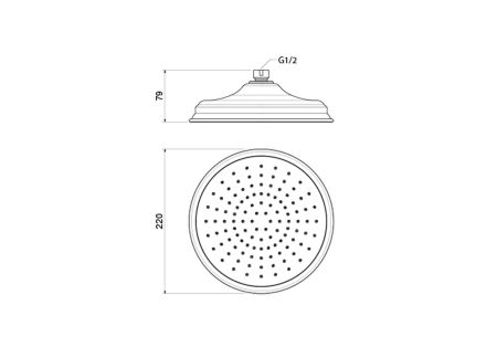 Верхний душ 220 мм AQUATEK AQ2088CR КЛАССИК, артикул AQ2088CR