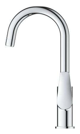 Смеситель для раковины GROHE BauEdge с ограничителем температуры и нажимным донным клапаном, размер L, хром (23911001)
