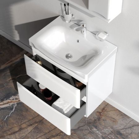 M80FHX0652WG Like, База под раковину, подвесная, 65 см, 2 ящика, белый, глянцевая, шт, артикул M80FHX0652WG