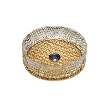 Раковина стеклянная Vincea VBS-5GL04, 400*400*125, накладная, цвет прозрачный/золото, артикул VBS-5GL04