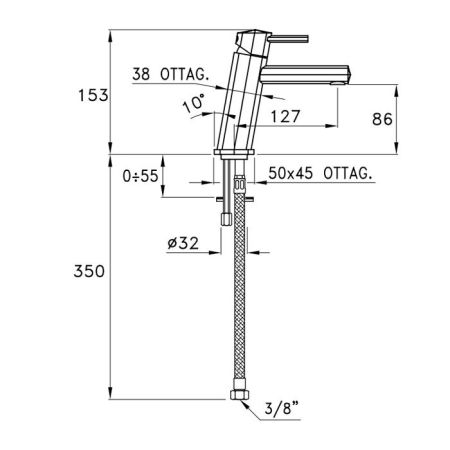 Stella Firenze Смеситель для раковины на 1 отверстие 3222MC, цвет: хром