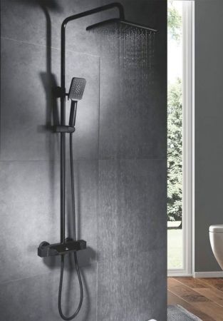 Душевая система с термостатом Rose R3736H, черный, артикул R3736H