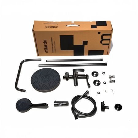 Смеситель для ванны с верхним душем, графит, Rora, Milardo, RORGM4FM06, артикул RORGM4FM06