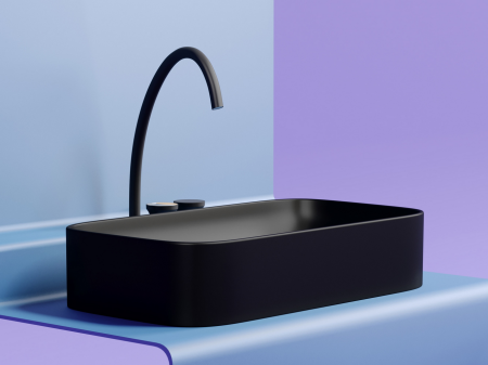 Умывальник чаша накладная прямоугольная (цвет Черный Матовый) Элемент (Element) 705x380x122мм, артикул CN6054MB