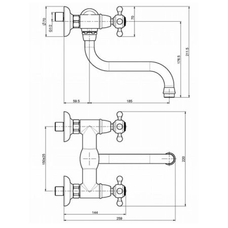 FIMA|Carlo Frattini Kitchen Смеситель (Elizabeth) для кухни, настенный монтаж, вращающийся излив, цвет хром, артикул F5086CR