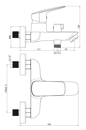 СмесительMontreal для ванны, без акс., артикул: MT54, артикул MT54