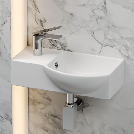 Умывальник подвесной прямоугольный  с крепежом (чаша справа, отверстие под смеситель слева) Element 400*220*120мм CN6039R, артикул CN6039R