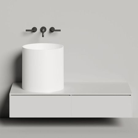 Salini ARMONIA ROUND  03  Раковина накладная  450х450х450мм, без отв. под смес, без донного клапана, мат-л: S-Stone, матовый, белый., артикул 130423M