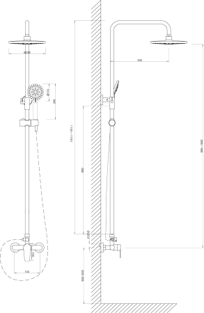 Душевая система со смесителем, артикул: VST120