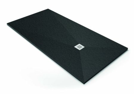 Поддон из акрона серия BASE фактура SLATE, артикул PLATO_BASE_NINETY_SLATE_CUAD_NEGRO_90x90