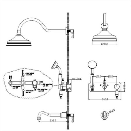 Смеситель для ванны, встроенный IMPERIALE Ripresa_Комплект, артикул 328