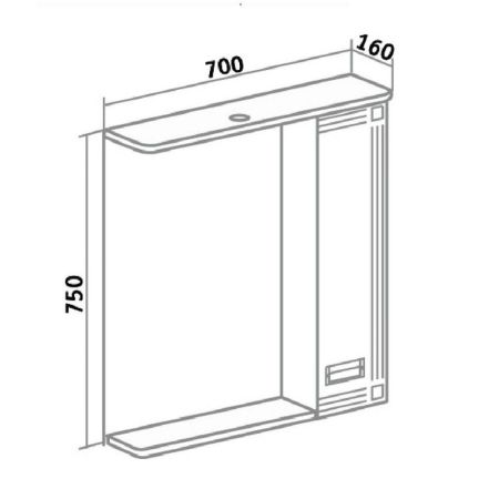 Зеркало со шкафом Runo Карат 70 4620750028299 с подсветкой Белое