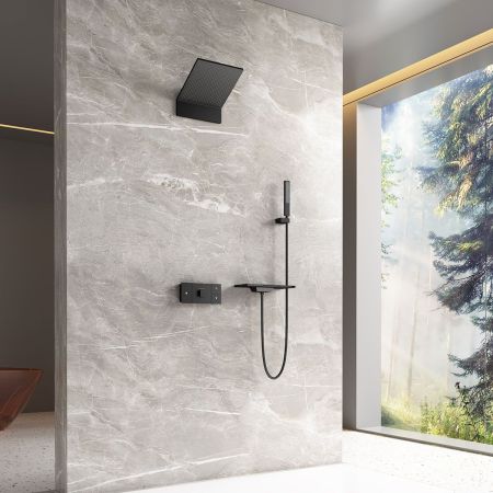 Душевой комплект Futura VSFW-2F11TMB термостатический встраиваемый, 3 режима, черный, артикул VSFW-2F11TMB