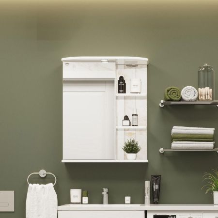 Шкаф-зеркало Onika Карина 55 белый, левый, с подсветкой