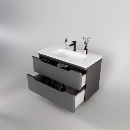 Тумба подвесная "Марелла 90" (2 ящ.) Люкс антискрейтч серый, PLUS