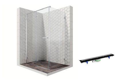 Душевой уголок Ambassador Abner 10011103L-PR1, прямоугольный, линейный трап, 120х80, артикул 10011103L-PR1