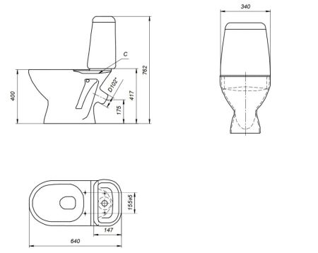 Унитаз компакт MITO HIT 031 2-уровневая 3/6 PP (64523), артикул 64523