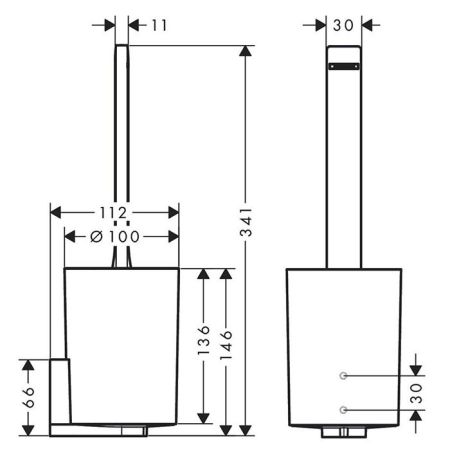Ёршик, Hansgrohe, WallStoris, ширина, мм-100, глубина, мм-112, высота, мм-341, настенный, цвет-белый матовый, артикул 27927700