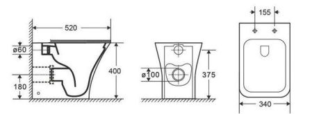 Унитаз приставной CeramaLux 215D, артикул 