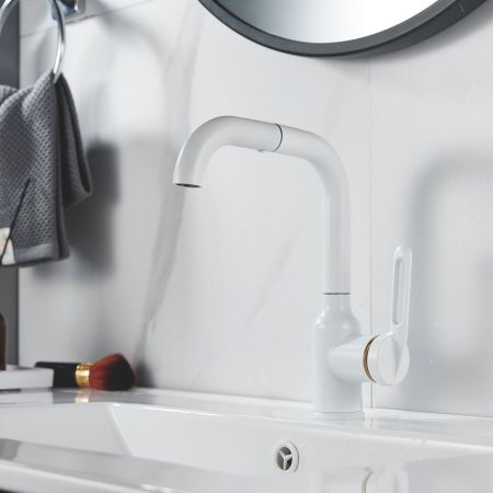 Смеситель для раковины Raffine F201C, белый