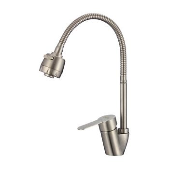 Смеситель для кухни с гибким изливом и режимом "душ" D-Lin H150316-T, сатин